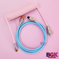 Dây Cáp Xoắn Màu Hồng Xanh Custom Dành Cho Bàn Phím Cơ Chuẩn Type-C Bọc nhựa