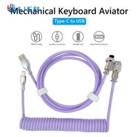 Dây Cáp Xoắn Màu Tím Nhạt Custom Dành Cho Bàn Phím Cơ Chuẩn Type-C Bọc Dù