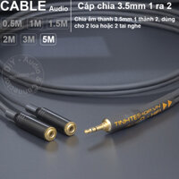 Dây chia tai nghe 3.5 đực ra 2 cái DIY 0.5 đến 10 mét - 3.5mm male to 2 female stereo splitter cable - 5 Mét