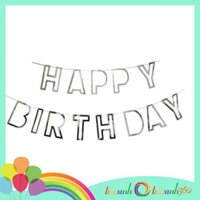 Dây chữ Happy Birthday kiểu nét rỗng - Bạc