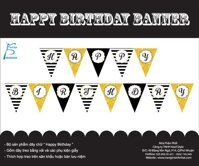 Dây chữ Happy Birthday màu đen kim tuyến