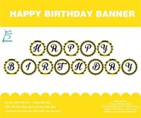 Dây chữ Happy Birthday màu vàng đen