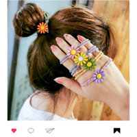 Dây Chun Buộc Tóc Co Dãn Hoa Cúc Nhỏ Xinh Xắn SC08 - Xanh Matcha