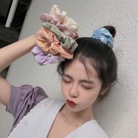 Dây chun buộc tóc vải scrunchies họa tiết hoa phong cách Nhật Hàn cực đẹp SC04 - SC04 Cam Sữa