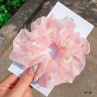 Dây chun buộc tóc vải scrunchies hoa cúc hot trend cực đẹp SC02 hương vị ngọt ngào - Hồng Phấn