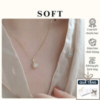 Dây Chuyền 100% Bạc S925 Mạ Vàng Hoa Hồng Đính Đá-Soft