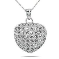 Dây chuyền 1/4 CARAT DIAMOND HEART PUFF PENDANT ON .925 STERLING SILVER