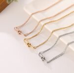 Dây Chuyền 2 Khoen Hình Móng Ngựa Titan Ko Đen TT 4382