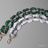 Dây chuyền acrylic màu sắc vintage, màu sắc tương phản, retro, handmade, có thể tháo rời, dây chuyền trang trí túi xách nữ màu xanh lá cây và trắng