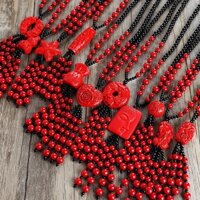 Dây chuyền áo len hoa hồng chạm khắc sơn mài đỏ Cinnabar, dây chuyền áo len dài phong cách dân tộc, dây chuyền đa năng cho phụ nữ, bán buôn trong kho