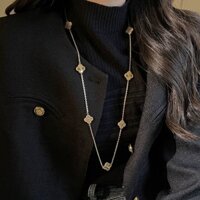 Dây chuyền Áo len Mười hoa cỏ bốn lá hai mặt dây chuyền dài phụ kiện nữ dễ phối đồ 85cm