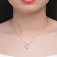 Dây chuyền bạc 925 mạ vàng hồng đá citrine - peridot - topaz phong thủy may mắn udumbara
