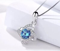 Dây chuyền bạc 925 mặt Bông Hoa gắn đá xinh lấp lánh - Trang sức bạc Ý MDC.X003.ADTS - Xanh dương