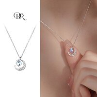 Dây chuyền bạc 925 nữ đá Moonstone trăng khuyết, phong cách nữ tính -Vòng cổ đá mặt trăng lấp lánh quà tặng trang sức
