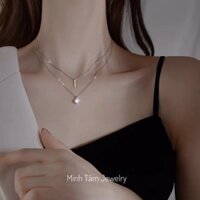 Dây chuyền bạc 925 sợi kép nụ đá,Vòng cổ bạc Ý sợi đôi-Minh Tâm Jewelry