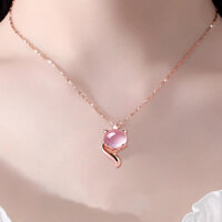 Dây chuyền bạc 999, mặt hồ ly pha lê hồng mạ vàng, tinh tế, sang trọng, biểu tượng may mắn, quà tặng ý nghĩa.