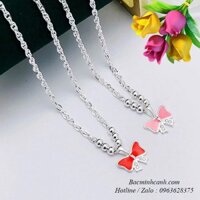 Dây chuyền bạc bi mix nơ cho bé gái TE449