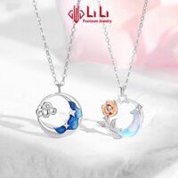 Dây chuyền bạc cặp đôi LiLi S925 đính đá CZ cao cấp hình hoa hồng và trời sao Aidan LILI_106204