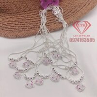 Dây chuyền bạc cho bé gái từ 3-10 tuổi nặng 1,5 chỉ dày dặn.  Dây liền mặt mèo kitty và dâu tây