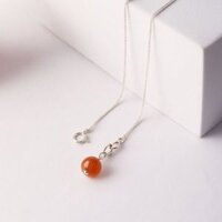 Dây Chuyền Bạc Đá Phong Thủy Thạch Anh Tóc Nâu Đỏ 8li ( Mệnh Hỏa - Thổ )- Cami.J (N01)