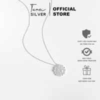 Dây chuyền Bạc đeo 2 kiểu, Vòng cổ Bạc nữ cỏ bốn lá may mắn, Vòng cổ bạc thật cỏ 4 lá, 𝐂𝐚𝐦 𝐤𝐞̂́𝐭 𝐜𝐡𝐮𝐚̂̉𝐧 𝐁𝐚̣𝐜 TUNASILVER