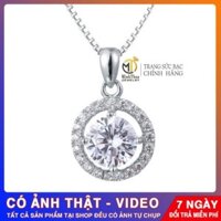 Dây chuyền bạc đẹp, vòng cổ bạc đá tròn cao cấp Tuấn Thoan JEWELRY