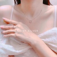Dây chuyền bạc Italy 925 Shiny Silver, vòng cổ bạc huyền thoại biển xanh hình tròn nhỏ