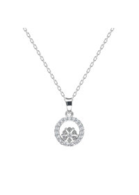 DÂY CHUYỀN BẠC MẶT HOA VÒM TRÒN ĐÍNH ĐÁ - TRỌN BỘ MẶT  DÂY CHUYỀN TRƠN 40CM