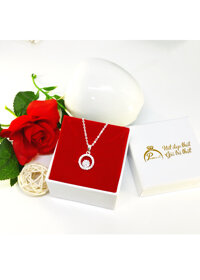 DÂY CHUYỀN BẠC MẶT HOA VÒM TRÒN ĐÍNH ĐÁ - TRỌN BỘ MẶT  DÂY CHUYỀN TRƠN 45CM