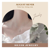 Dây chuyền bạc máy bay cánh đính đá Augustsilver