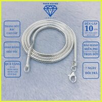 Dây chuyền bạc nam lụa mì tròn, vòng cổ bạc chính hãng nguyên chất bạc 925 dài 50-55-60cm, trang sức PHJ