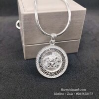 Dây chuyền bạc nam mặt Versace đá tròn DCN066