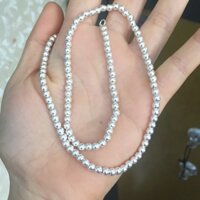 Dây chuyền bạc nmj kiểu hạt bi trơn dài từ 38-45cm