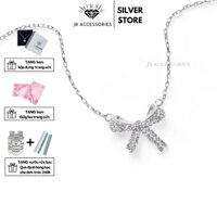 Dây chuyền bạc nữ 925 Jr Accessories mặt hình nơ đá sang trọng. Vòng bạc nữ s925 tạng sinh nhật DC04