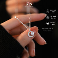 Dây Chuyền Bạc Nữ 925 Moonz Silver - Vòng Cổ Mặt Trăng Đính Đá Moonstone Sang Trọng, Cao Cấp