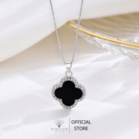 Dây chuyền bạc nữ cỏ 4 lá màu đen vòng cổ bạc nữ trẻ trung  Bạc ta cao cấp