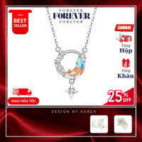 Dây chuyền bạc nữ FOREVER vòng cổ nữ đính đá mặt trăng xanh đổi màu FD9012