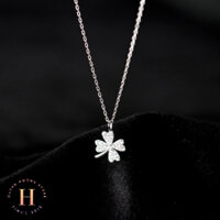 Dây chuyền bạc nữ Gold Silver, vòng cổ cỏ 4 lá đính đá bạc 925 Phong cách Hàn Quốc