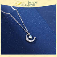 Dây chuyền bạc nữ HAVURA, vòng cổ nữ đá mặt trăng moonstone tinh tế, chất liệu bạc Ý 925 M066116