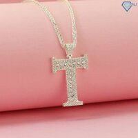 Dây chuyền bạc nữ mặt chữ T đính đá sang trọng DCN0555 - Trang Sức  TNJ