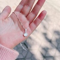 Dây chuyền bạc nữ mặt đính đá trơn basic đẹp tiểu thư mã M9 DaLiA Jewelry vòng cổ bạc nữ đính đá bạc thật