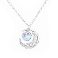 Dây chuyền bạc nữ mặt trăng đá moonstone lấp lánh, sang trọng