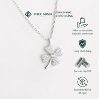 Dây chuyền bạc nữ PMJ vòng cổ bạc cỏ 4 lá đính đá may mắn PMJ0126 Phúc Minh jewelry
