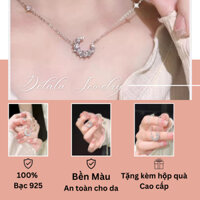 Dây Chuyền Bạc Nữ S925 mặt trăng và ngôi sao gắn đá cao cấp DELALA Vòng cổ bạc đính đá cute Bạc