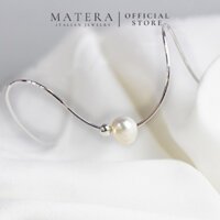 Dây chuyền bạc nữ S925 MATERA 𝐂𝐥𝐚𝐬𝐬𝐢𝐜 𝐏𝐞𝐚𝐫𝐥 𝐃𝐫𝐨𝐩 sợi lụa mảnh đính hạt trai nước ngọt