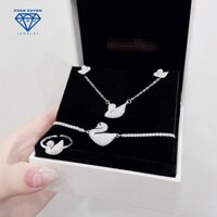 Dây chuyền bạc nữ thiên nga, lắc tay bông tai nhẫn thiên nga trắng PHJ bạc 925