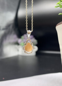 Dây chuyền bạc nữ trang sức bạc Ý S925 Bạc Xinh Huệ Ngân - Giọt sương long lanh YYDZ123 - Vàng cam - Dây bi