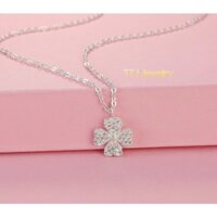 Dây chuyền bạc nữ TTJ, vòng cổ cỏ 4 lá cánh tim đính đá cao cấp