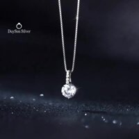 Dây chuyền bạc nữ, vòng cổ bạc 925 mặt đá tròn cao cấp, sang trọng DUYSON SILVER [DCKX13]