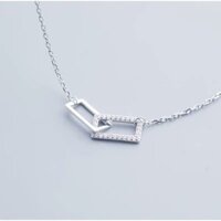 Dây chuyền bạc nữ, vòng cổ mặt chữ nhật ghép